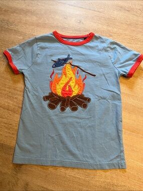 Mini Boden boys 6/7 campfire ringer tee VGUC